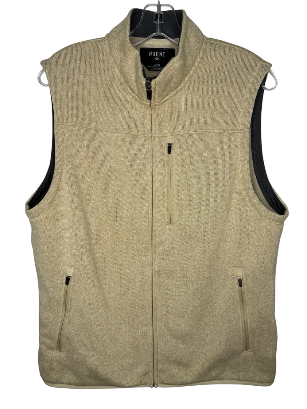 Rhone Sweater Knit Fleece Full Zip Vest Tan Beige Men’s Medium